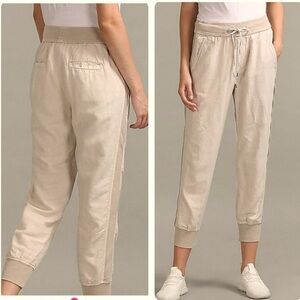 NWT Gap Linen Blend Joggers with Drawstring Beige Tan Size XS Brand New